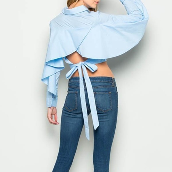 Long Sleeve Crop Top Blouse NWT - Picture 2 of 2